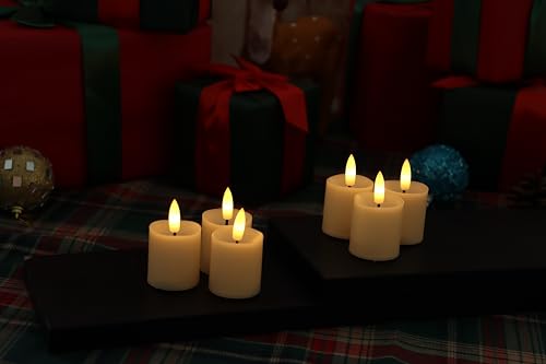 Image of Battery Operated Flameless Votive Candles Flickering Fake Electric LED Lights with Timer for Birthday Party Wedding Home Decorations Set of 6