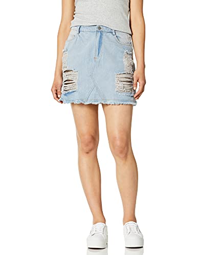 Cute Ruffle Ripped Short Pencil Denim Jeans Skirt for Women