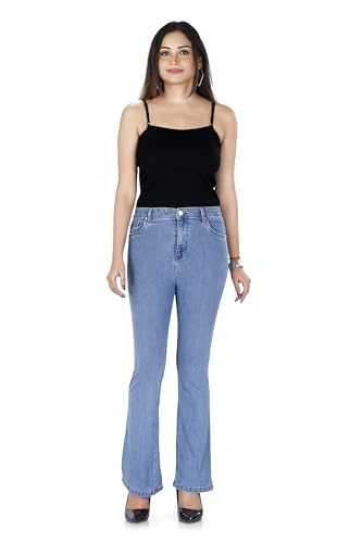 Image of TWGE - Women's Mid Rise Bootcut Jeans - Single Button, Stretchable Denim Pants - Ankle Length - Stylish Casual Wear