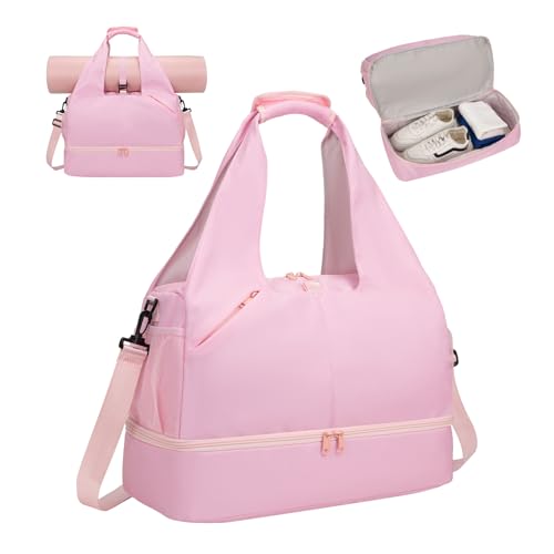 Gym Bag for Women with Shoe Compartment Lightweight Workout Bags Yoga Bag for Women with Yoga Mat Holder Gym Tote for Dance, Sports,Work