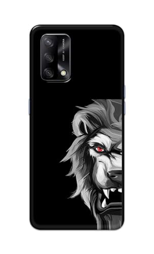 Image of PRINTFIDAA Printed Hard Back Cover Case for Oppo F19 | Oppo F19s | Oppo A74 4G Back Cover (Angry Lion) -112
