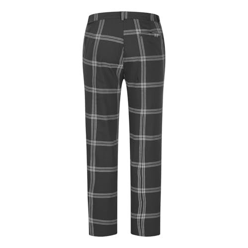 Mens Dress Pants Slim Fit Stretch Fashion Plaid Pant Skinny Leg Striped Button Work Pants Straight Casual Pants4