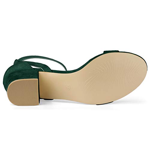 Allegra K Allegra K Women's Ankle Strap Block Low Heel Green Sandal 6.5 M US