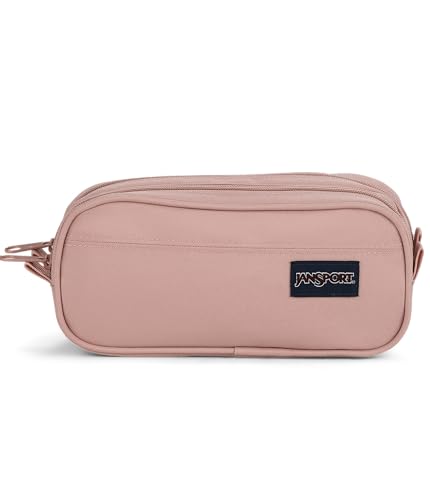 JanSport Bolsa de acessórios grande – espaço de armazenamento seguro para canetas, cabos de alimentação, estojo, ideal para itens essenciais do dia a dia, 1,3 L, rosa enevoada