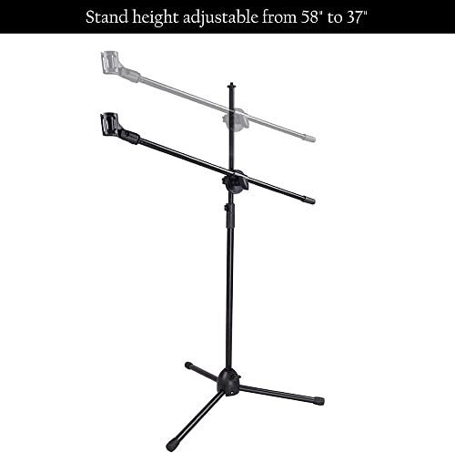 Image of Mic Stand Boom Arm Microphone Adjustable Suspension Boom Scissor Arm for Podcasting Gaming Recording Tripod Microphone (Mic Stand 3 Leg, Black)