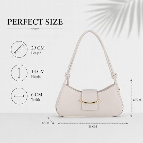 Image of SANTORINI Women's PU Leather Hobo Shoulder Bag | Stylish Baguette Purse with Magnetic Flap & Zip Closure | Handbag with Single Compartment.