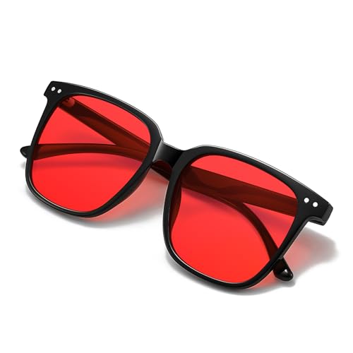 Image of Blue Light Blocking Glasses for Gaming & Computer, Anti Eyestrain Red Tinted Lens Blue Blockers for Men & Women, Lightweight TR90 Large Frame Sleep Glasses to Relieve Fatigue & Dry Eyes