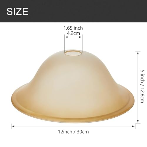 Image of Antique Glass Lamp Shade for Floor lamp, Alabaster Torchiere Lamp Shade Replacement, Floor Lamp Replacement Parts (Antique, 12'')