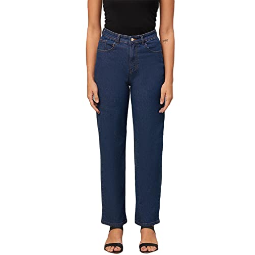 Image of KOTTY Women's High Rise Cotton Lycra Blend Ankle Length Relaxed Fit Jeans