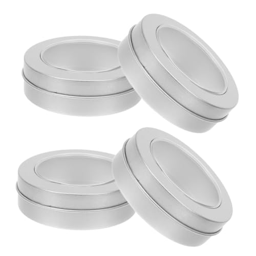 NAMOARLY Latas Redondas De Almacenamiento Con Tapa Recipientes Metálicos Vacíos Con Ventana Transparente Ideal Para Galletas Dulces y Organizar En Cocina y Oficina
