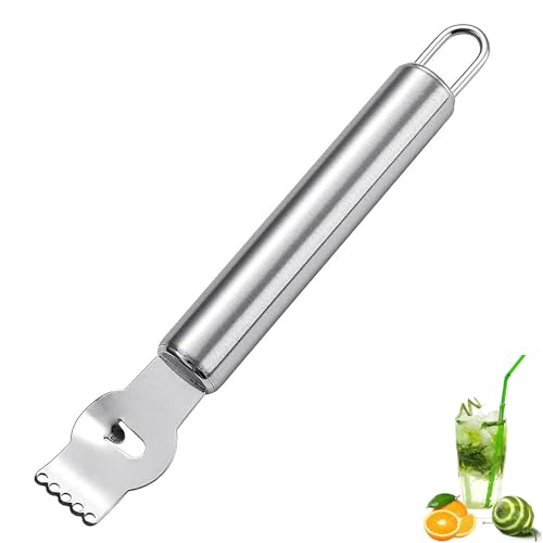 zestenreißer, zestenschneider, zitronenschäler, zitronenschaber, Zitronen Zester Schäler, für Gin Cocktails, Limetten Orangen, Küchen Werkzeug(Silber)