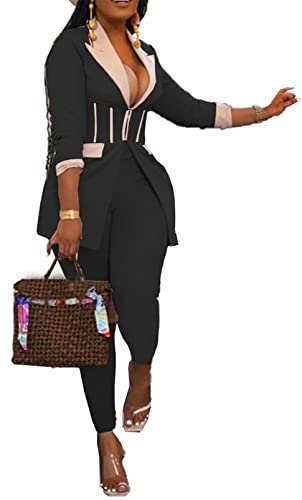 Recious Womens Sexy 2 Pieces Denim Printed Zipper Jackets Bodycon Pants Party Clubwear Tracksuit Outfits Set