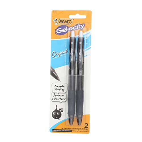 Stylo gel Bic Velocity noir pour la prise de notes au bureau lot de 2