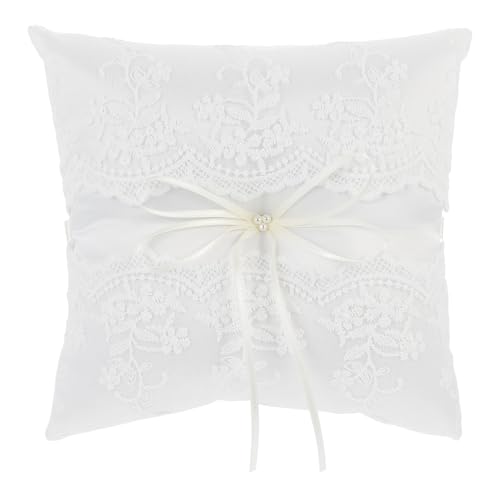 Almohada de satén blanco KICHOUSE para anillos de boda elegantes 2