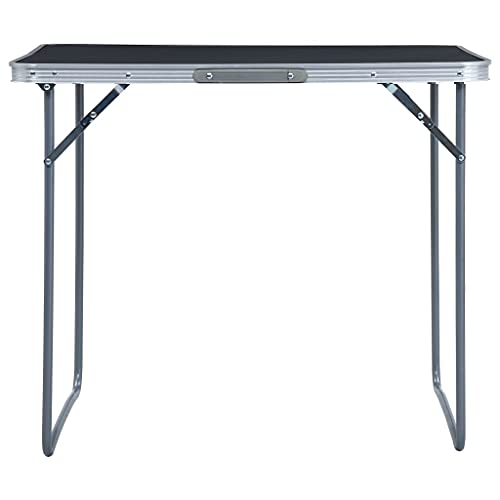 Genérico Mesa de Camping Plegable con Estructura de Metal Gris 80x60 cm,Actividades al Aire Libre,Camping y Senderismo,Muebles de camping-48171