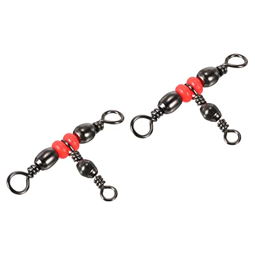 PATIKIL 3 Vías Giratorio, 20uds 41lb Inoxidable Acero Cruzada Línea T-Giro Triple Barril Terminal Aparejos para Salada Agua Dulce Agua Pesca, Negro