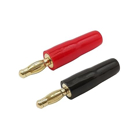 2Pcs Gold-Plated Brass 4mm Banana pl;/UG Connectors A-dio Cable Sp/ea-ker Terminal Solder-Free A-dio Plugs Wire Connector Red Black Cover