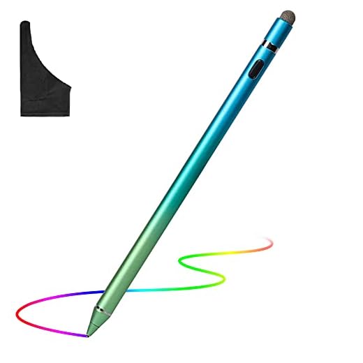 Stylus Pen for Touch Screens, Active Digital Pens Rechargeable 1.5mm Fine Tips Smart Pencil Compatible with iPad iPhone and Most Tablet with Glove by OOCLCURFUL (Blue+Light Green)