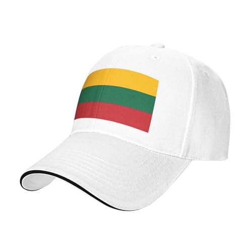 PUYhgb Casquette de baseball structurée unisexe imprimée drapeau de la Lituanie, casquette d'extérieur toutes saisons, chapeau réglable respirant, blanc, Taille unique