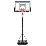 Sweetcrispy 6.1-10FT Portable Basketball Hoop Outdoor, Adjustable Height, 44 Inch Shatterproof Backboard/Shock Absorbent Rim, Fillable Base, 2 Wheels for Backyard