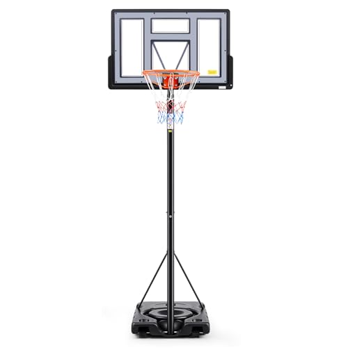 Sweetcrispy 6.1-10FT Portable Basketball Hoop Outdoor, Adjustable Height, 44 Inch