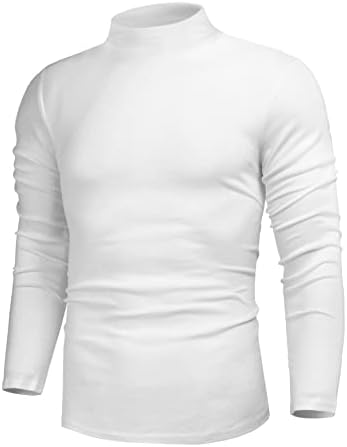 Poriff Men's Solid Knitting Pullover Sweater Long Sleeve Lightweight Mockneck Sweater White M