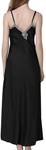 ASHER FASHION 2 Piece Women Satin Nightgowns and Robe Set Sexy Lace Silk Slip Dress Long Chemise Nightdress Sleepwear - Image 4