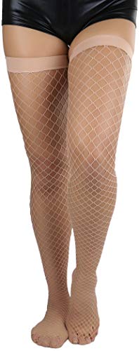 Image of ToBeInStyle Women's Vibrant Large Net Fishnet Thigh High Elastic Nylon Novelty Stockings