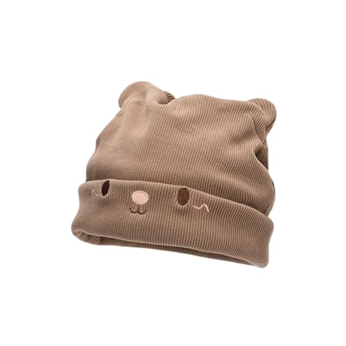 Jiujiutu Gorros de Algodon Hombre Mujer Gorro de Punto Diseño de Orejas de Gato Lindo Hat Mantenerse Caliente Running Senderismo Profundo Cap 54-59cm