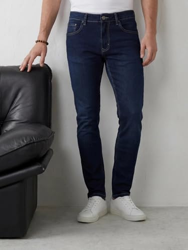 Image of WROGN Men's Slim Fit Jeans | Cotton Stretch | Solid | Casual Denim
