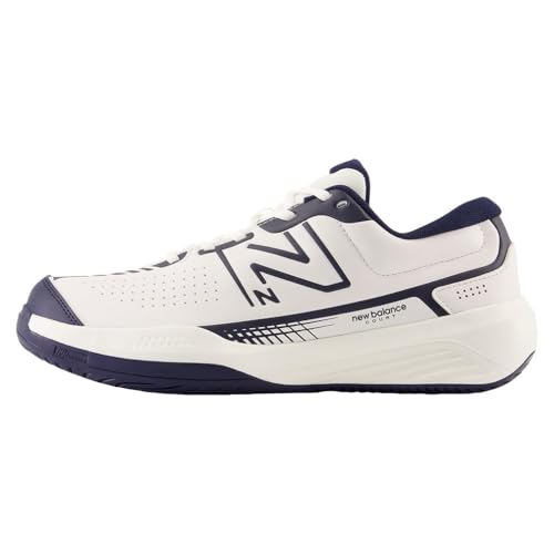 New Balance New Balance Men's 696 V5 Hard Court Tennis Shoe, White/Navy, 12 M