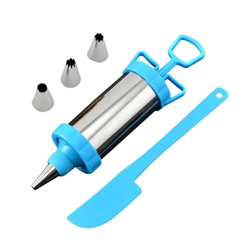 PGPBVLVGHM Pastry syringe set, baking and cake decorating tool, stainless steel pastry filling injector syringe decoration set, dessert decorator(Blue)