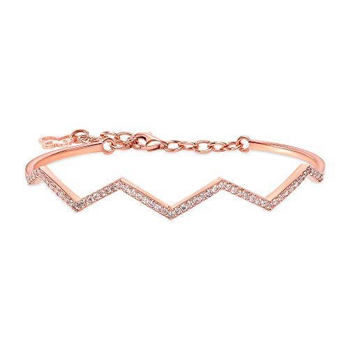 Ledodi 0.50 Ct. Zig Zag Diamond Bangle Bracelet (14K Rose Gold, Made In Usa) (Rose-Gold) #TOP4