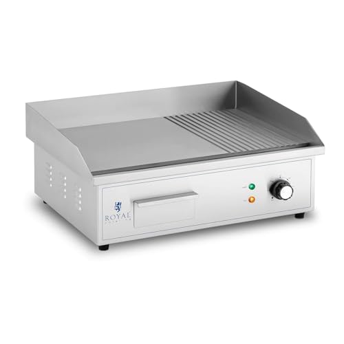 Helloshop26 - Plancha eléctrica profesional para cocina (3000 W, parrilla (548 x 350 mm, placa lisa y ranurada de hierro) 14_0004059