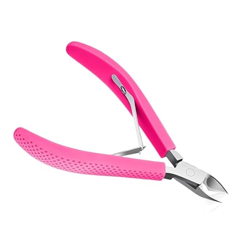 Criyar Fine Edge Cuticle Trimmer & Nippers, Scissor, Nail Clippers Silicone Handle Carbon Steel Nail Tools for Precise Removal, Durable Washable Cuticle Cutter & Remover (Rose-Color 1PC)