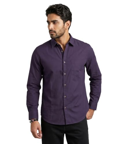 Image of Amazon Brand - INKAST Men Solid Cotton Shirt | Casual Wear | Basic Essential Plain Everyday & Office Wear | Full Sleeve | Regular Fit