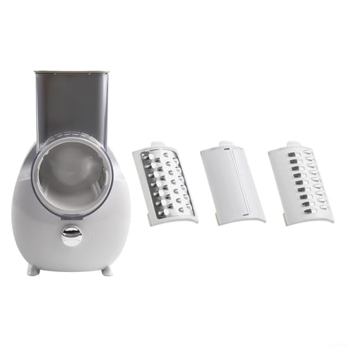 Yuanpgky Rotary Slicer for Vegetables and Cheese, 3-in-1 Electric Automatic Chopper with, ABS/PP Material, Button Operation, Compact Design with Blade(white) - Image 2