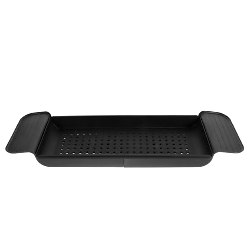 Support réglable de baignoire plastique noir plateau extensible anti-chute verre - 2