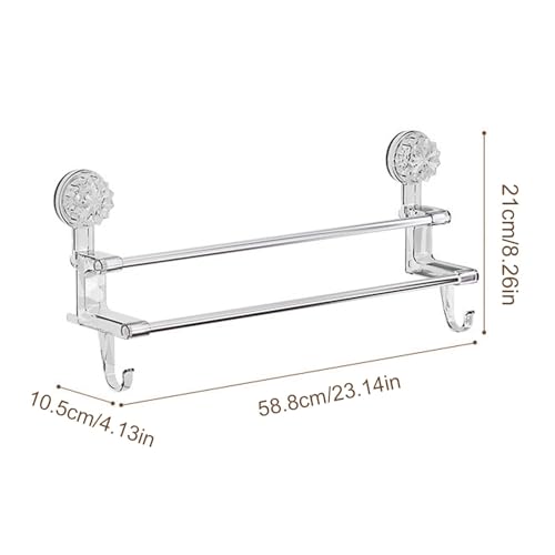 Porte-serviettes mural double barre inox à ventouses pour cabine de douche - 7