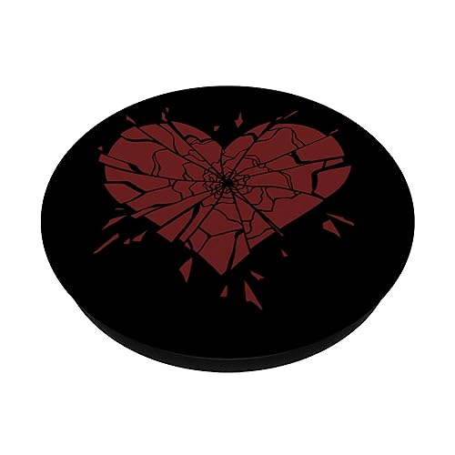 Damaged Shattered Broken Splintered Heart PopSockets Adhesive PopGrip, Black - Image 2