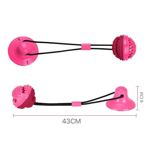 Image of Dog Suction Chew Pull Toy for Aggressive chewers, Treats Teething Rope Toys for Boredom Dog Puzzle Treat Food Dispensing Ball Toys for Puppies Teething |Poweful and Durable Dog rope toy (Red)