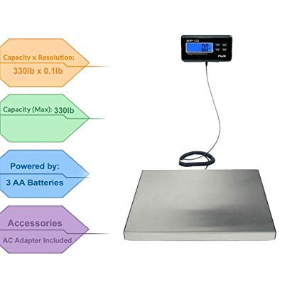 American Weigh Scale Ship Series Digital Heavy Duty Shipping Postal Scale, Large Platform Stainless Steel, 330Lbs X 0.1Lbs (Amw-Ship330) #TOP2