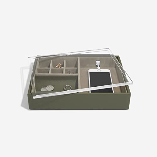 Stackers Serviertablett mit Acryl-Deckel, Olivgrün