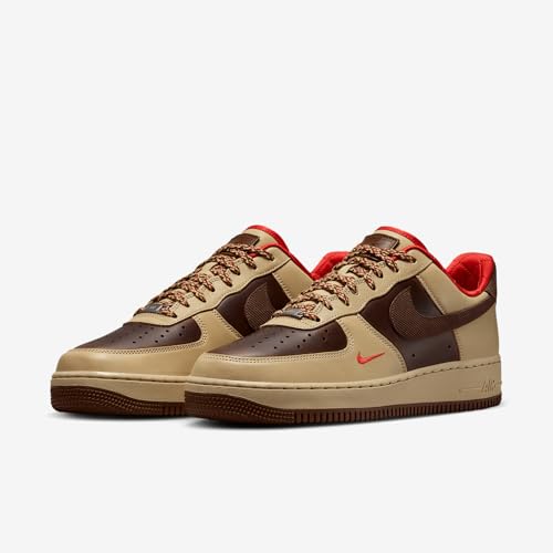 Nike Nike Air Force 1 '07 Men's Shoes (HQ3447-222, Light British Tan/Sesame/Picante Red/Cacao Wow) Size 11.5