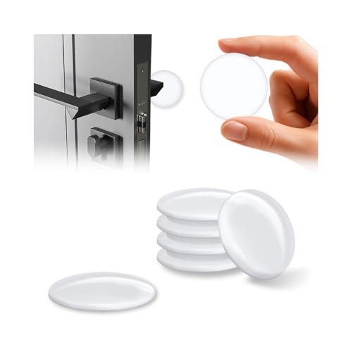 Butee de Porte Autocollante Silicone, 12 Pcs,42x10mm, Tampon Porte Adhesive, Robuste et Durable, Protection Poignée Porte & Murs pour Placards, Cuisine, Salle de Bain & Chambre, Blanc