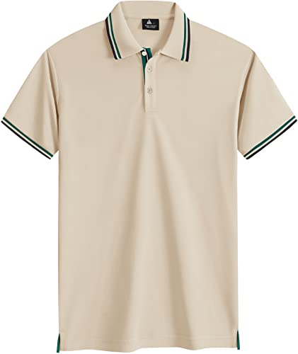 Geek Lighting Golf Shirts For Men Short-Sleeve Polo Shirts Performance Athletic Casual Collared T-Shirt Beige Shirts, Xl #TOP3