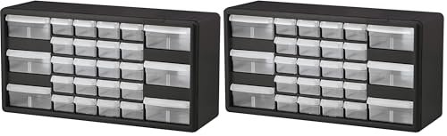 Akro-Mils 26-Drawer Plastic Drawer Storage Cabinet for Garage Organization, Bead Organizer, Building Bricks Storage, Teacher Toolbox, Makeup Organizer, 20-Inch W x 6-Inch D x 10-Inch H, 10126 Black