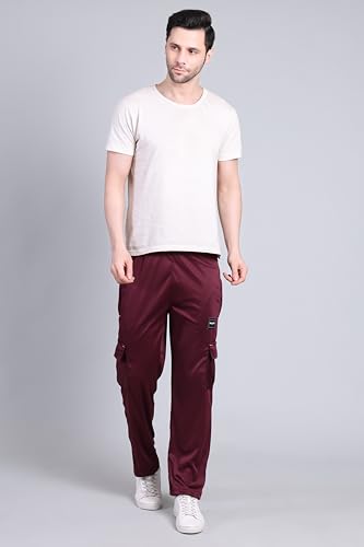 Image of Lycra Blend Cargo Track Pant for Men | Multi Pocket Lycra Stretch Fabric | Comfortable Stylish Joggers for Running Sports Casual Wear | Boys Gym Lower Activewear