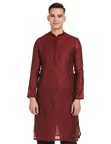 Image of Manthan Men's Art Silk Full Sleeves Ethnic Knee Length Kurta