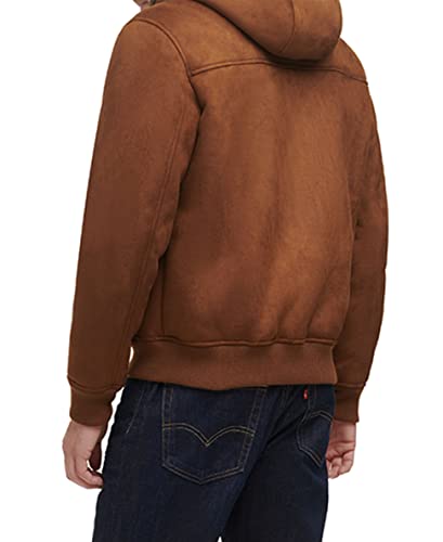 Image of Levi's Men's Buffed Cow Faux Leather Hoody Bomber